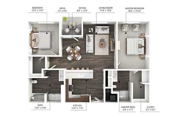 2 bedroom 2 bath C at Stonegate Crossing Apartments, IOWA
