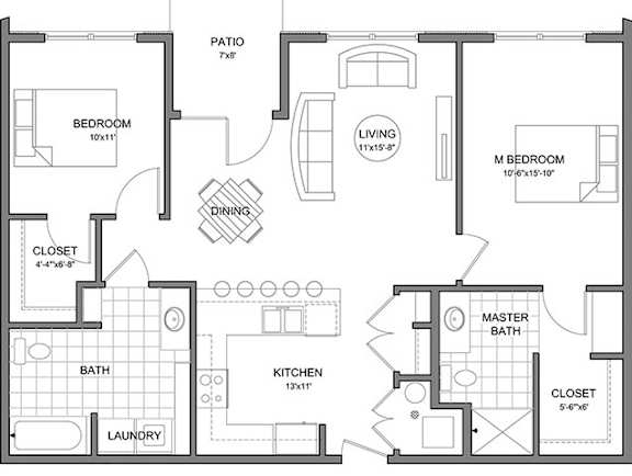 2 bedroom 2 bath D at Stonegate Crossing Apartments, IOWA, 50325