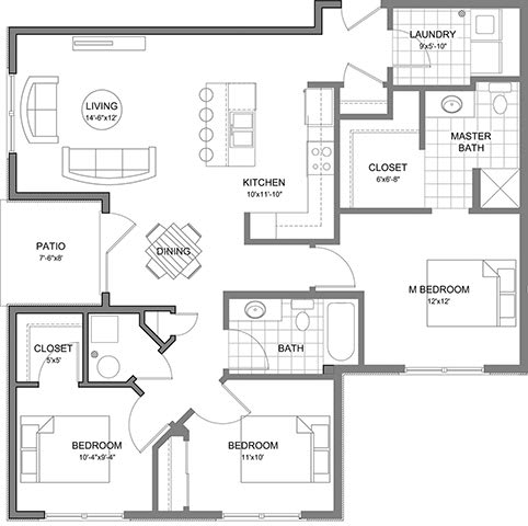 3 bed 2 bath H at Stonegate Crossing Apartments, IOWA