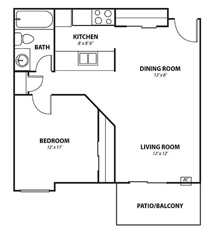 1 bed 1 bath A at Penbrooke Place Apartments, Sioux Falls, South Dakota