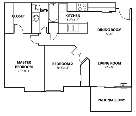 2 bed 1 bath A at Penbrooke Place Apartments, Sioux Falls, 57106