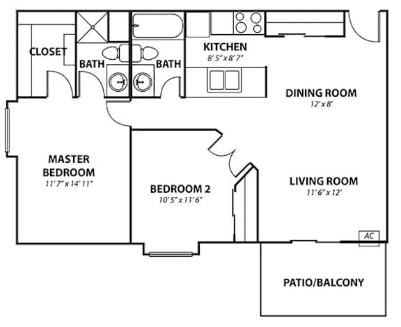 2 bed 2 bath A at Penbrooke Place Apartments, Sioux Falls, SD, 57106