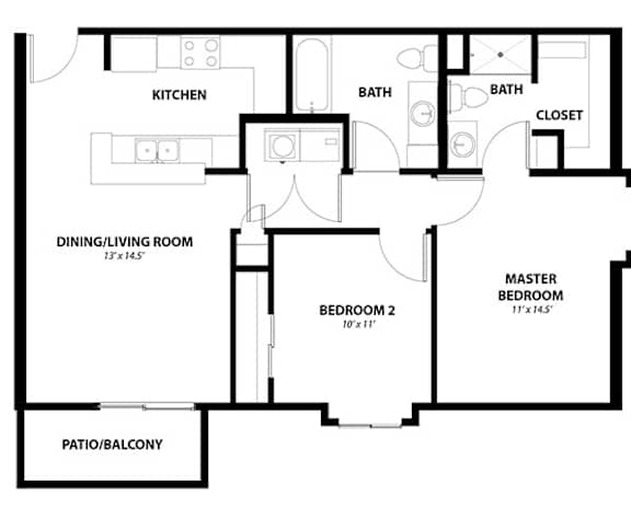 2 bed 2 bath B at Penbrooke Place Apartments, Sioux Falls, South Dakota