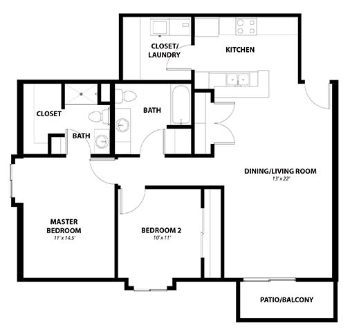 2 bed 2 bath D at Penbrooke Place Apartments, Sioux Falls