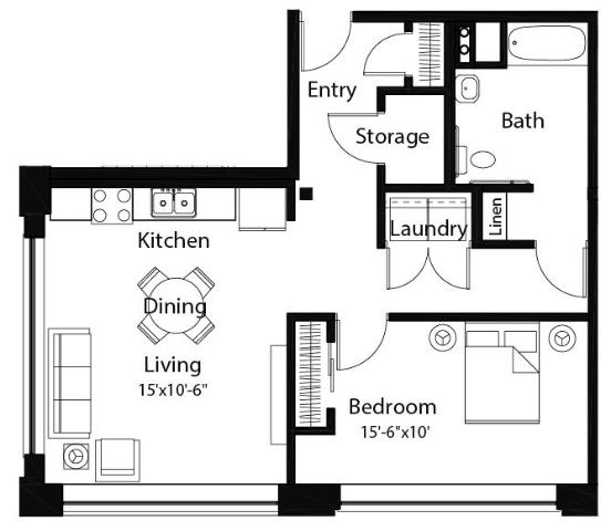 A15 1Bed 1Bath A15 1Bed 1Bath at Spaulding Lofts Apartments, Iowa, 50112