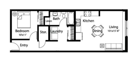 A2 1Bed 1Bath A2 1Bed 1Bath at Spaulding Lofts Apartments, Grinnell