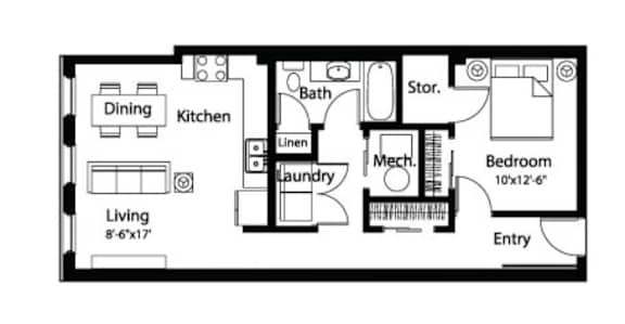 A3 1Bed 1Bath A3 1Bed 1Bath at Spaulding Lofts Apartments, Iowa, 50112
