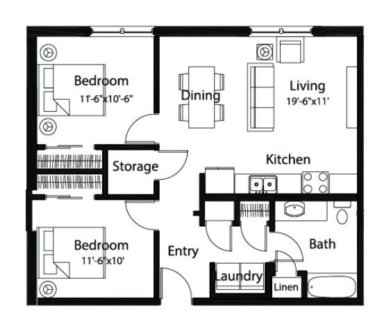 B3 2Bed 1Bath at Spaulding Lofts Apartments, IA, 50112