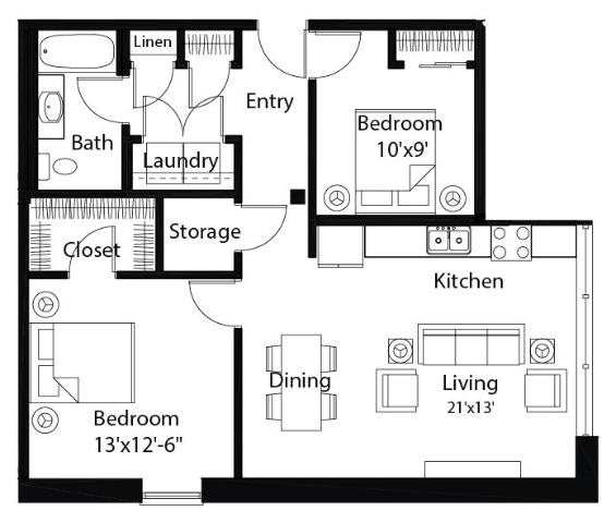 B4 2Bed 1Bath B4 2Bed 1Bath at Spaulding Lofts Apartments, Grinnell, Iowa