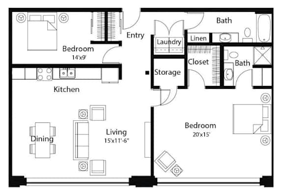 C13 2Bed 2Bath C13 2Bed 2Bath at Spaulding Lofts Apartments, IA, 50112