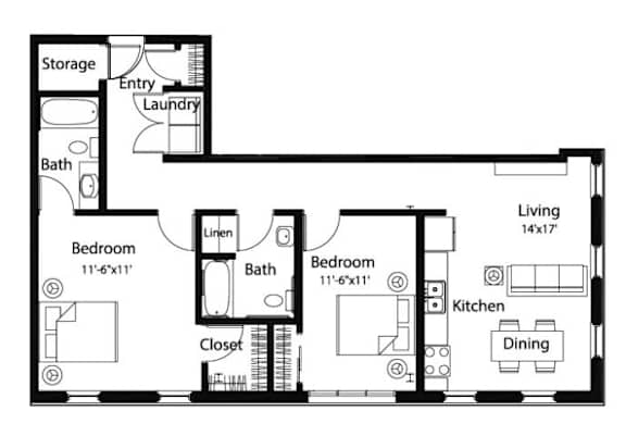 C2 2Bed 2Bath at Spaulding Lofts Apartments, Grinnell