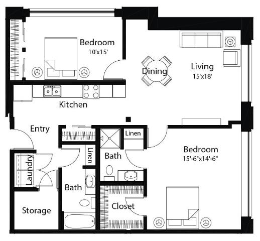 C8 2Bed 2Bath C8 2Bed 2Bath at Spaulding Lofts Apartments, Grinnell, IA, 50112