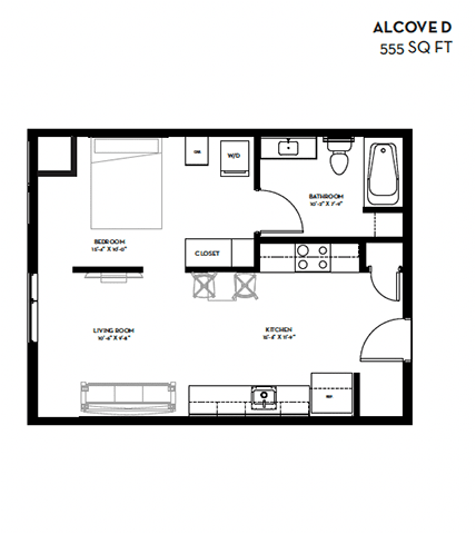 Alcove D Floor Plan at Canary Lofts, Iowa, 50311