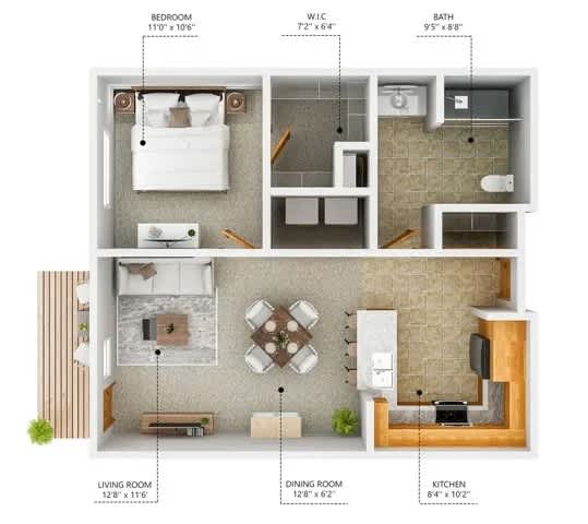 A1-60 Floor Plan at Cornerstone Commons, Johnston Iowa