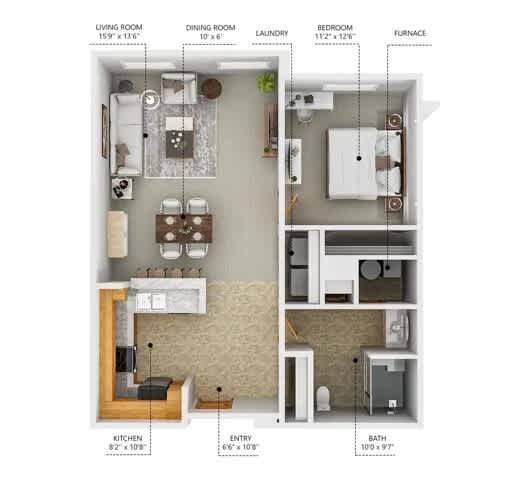 A2-40 Floor Plan at Cornerstone Commons, Johnston