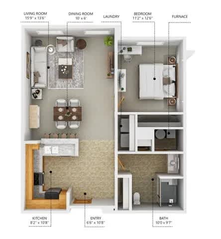 A2-60 Floor Plan at Cornerstone Commons, Iowa