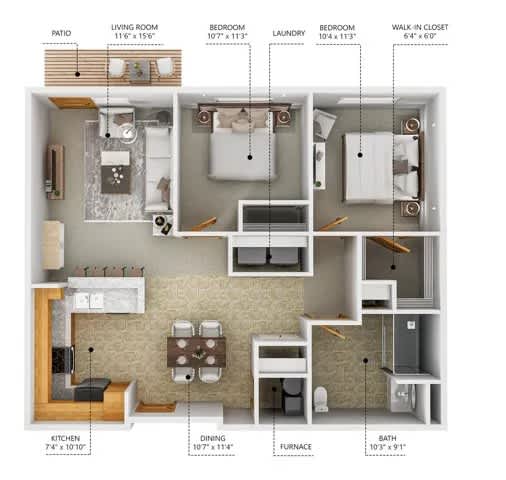 C1-50 Floor Plan at Cornerstone Commons, Johnston, IA 50131