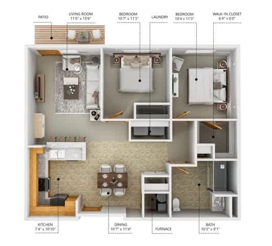 C1-60 Floor Plan at Cornerstone Commons, Johnston, IA