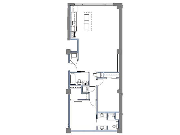 B3 floor plan at Clemens Building, Des Moines, IA, 50309