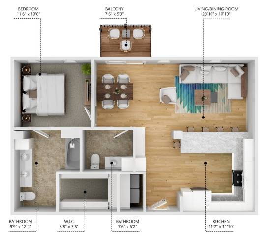 A5 Floor Plan at Level, Des Moines, 50309