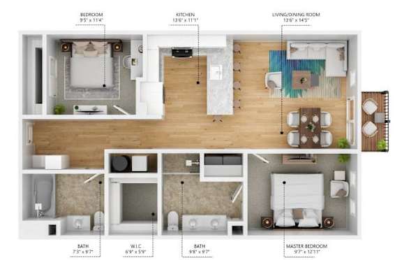 B2 Floor Plan at Level, Des Moines