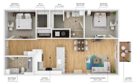 C4 Floor Plan at Level, Des Moines, IA 50309