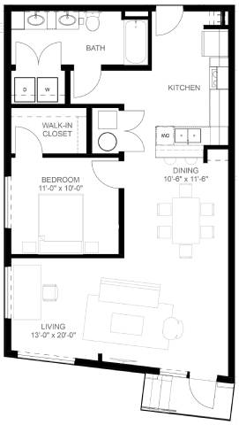 A17 Floor Plan at Linc, Des Moines, IA 50309