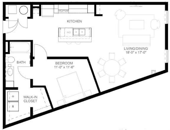 A18 Floor Plan at Linc, Des Moines Iowa