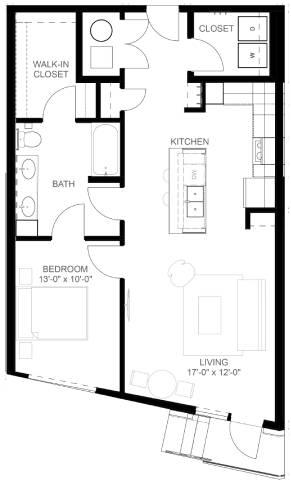 A19 Floor Plan at Linc, Des Moines, 50309