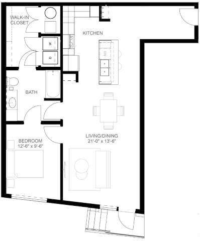 A21 Floor Plan at Linc, Des Moines