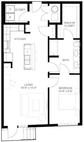 A22 Floor Plan at Linc, Iowa, 50309