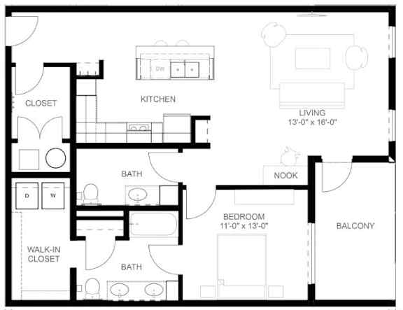 A25 Floor Plan at Linc, Des Moines, IA