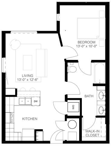 A2 Floor Plan at Linc, Des Moines, 50309
