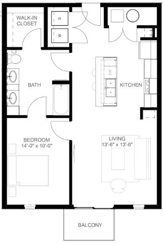 A9HC Floor Plan at Linc, Des Moines