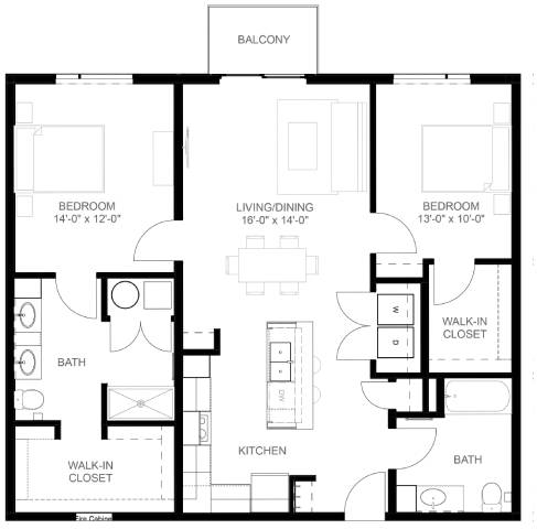 C8 Floor Plan at Linc, Des Moines, 50309