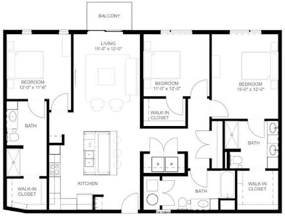 D7 Floor Plan at Linc, Des Moines, IA 50309