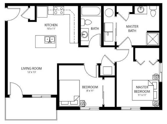 B1 floor plan at Cedarbrooke Place , Norwalk, IA, Iowa