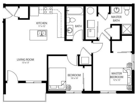 B2 floor plan at Cedarbrooke Place , Norwalk