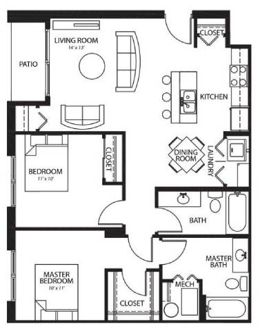 C3 2Bed 2Bath at Melbourne Apartments, IA, 50320