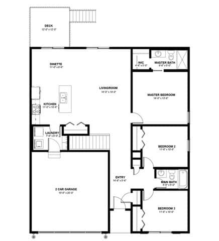 a black and white floor plan of a house at Two Rivers Home Rentals, West Des Moines
