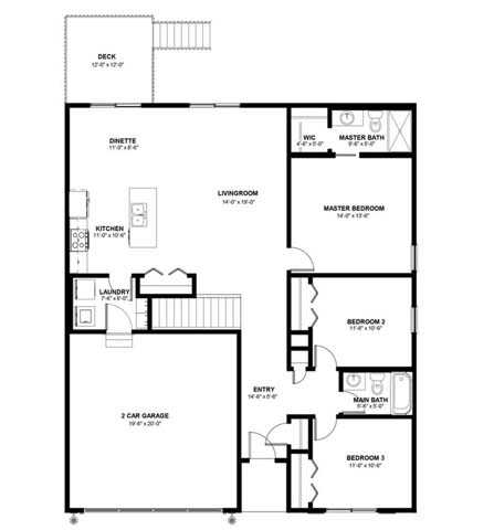 a schematic drawing of a floor plan of a house at Two Rivers Home Rentals, West Des Moines, 50266