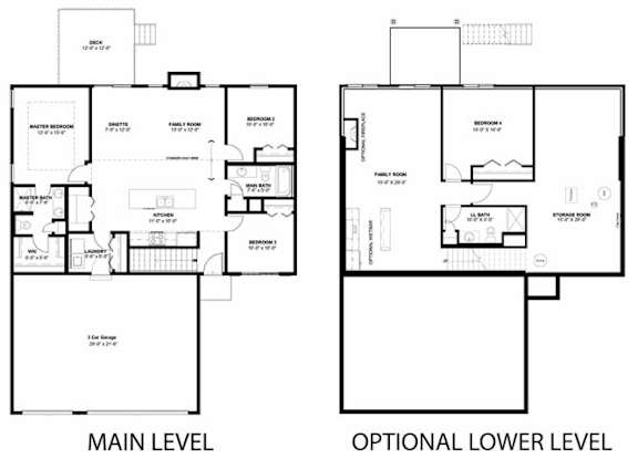 a floor plan of a house with different floors at Two Rivers Home Rentals, Iowa
