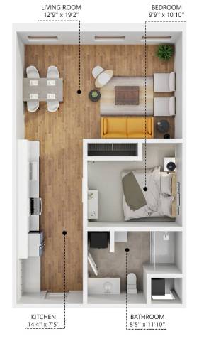 A1 Floor Plan at Plant 1 Lofts, N. Newton, IA