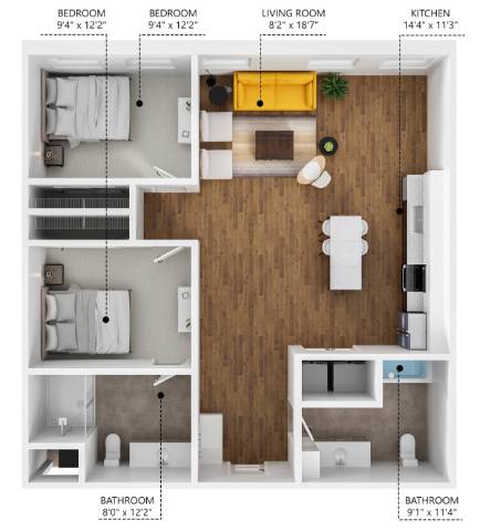 B1 Floor Plan at Plant 1 Lofts, N. Newton, IA 50208