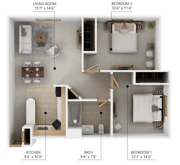 B4 2Bed 1Bath at Peach Tree Apartments, Ankeny, IA,  50021