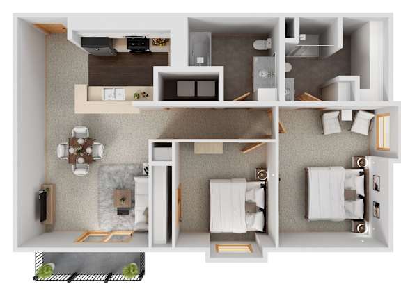 A 3D rendered image of a modern bathroom interior.