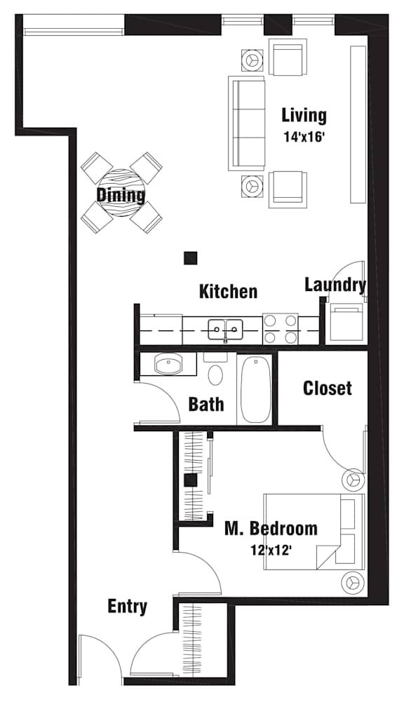 A10 Floor Plan at Riverpoint Lofts, Des Moines, IA 50309