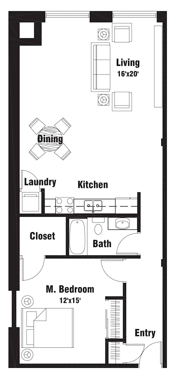 A11 Floor Plan at Riverpoint Lofts, Des Moines, IA