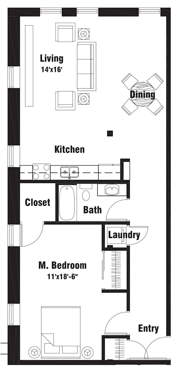 A12 Floor Plan at Riverpoint Lofts, Des Moines