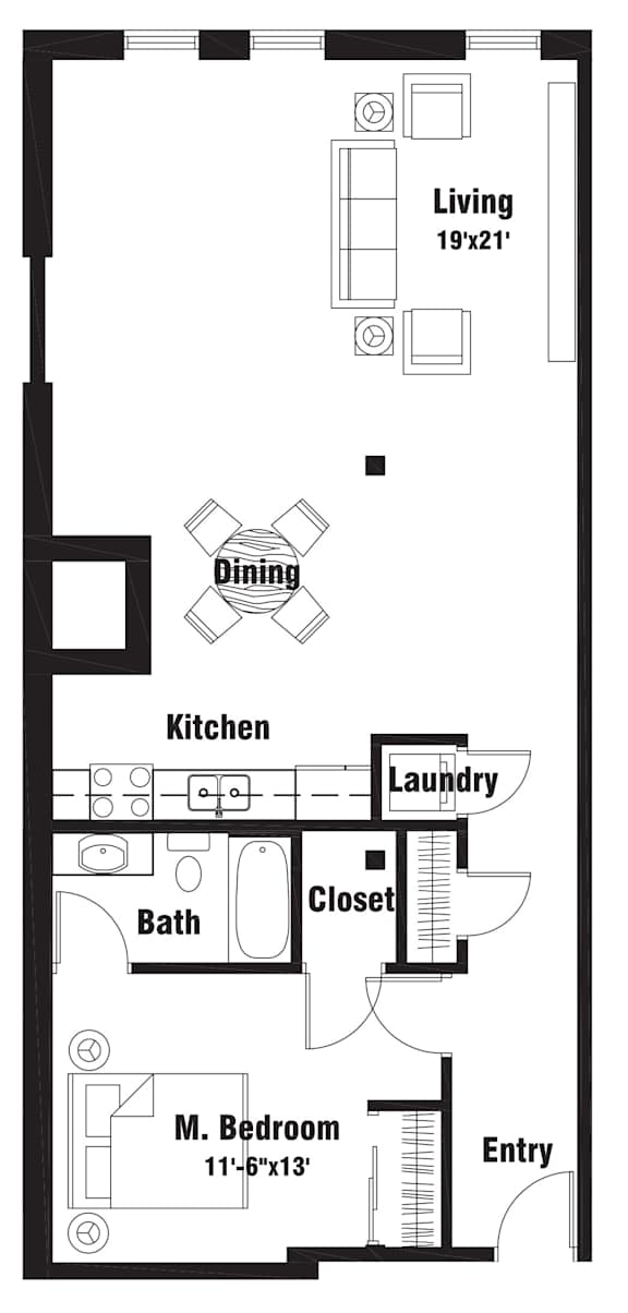 A13 Floor Plan at Riverpoint Lofts, Des Moines, 50309